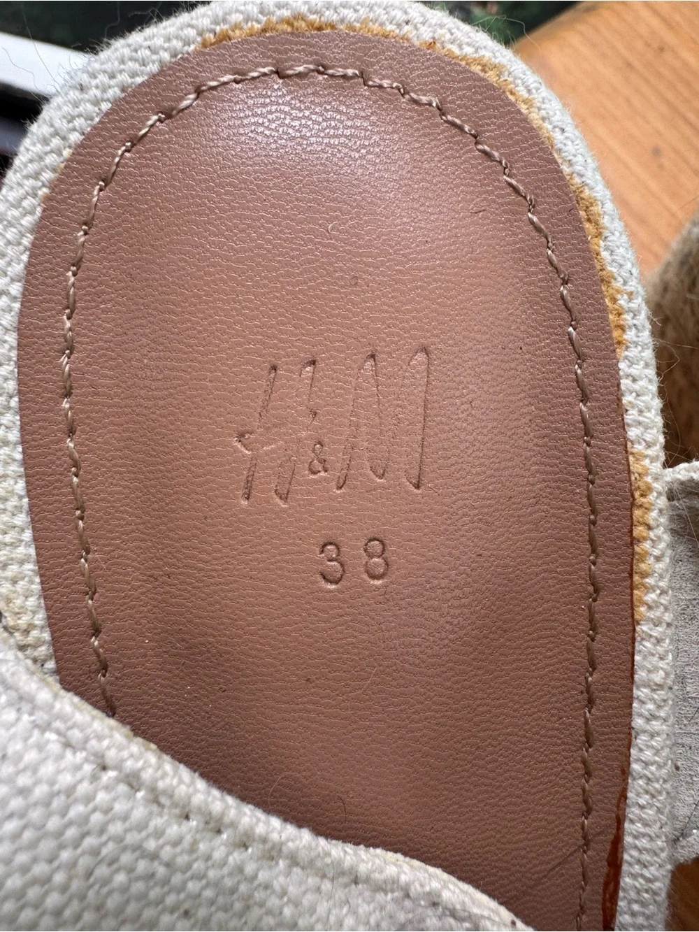 H&M Cream Canvas Espadrille Wedge Sandals with Ankle Strap
